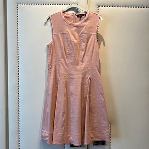 Theory Pink Stretch Linen A-Line Sleeveless Summer dress